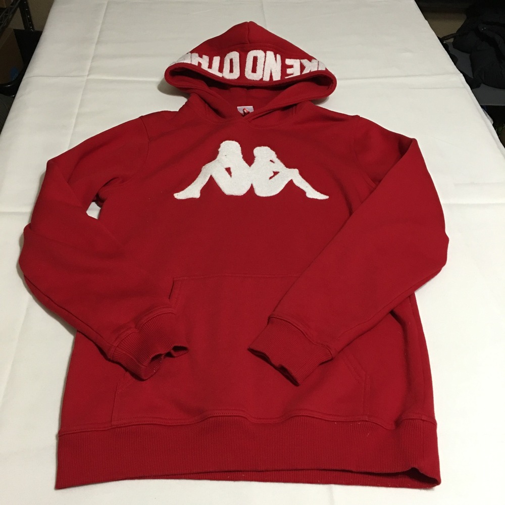 Kappa Hoodie Mens Medium Red Sweatshirt Like No Other Logo Pullover